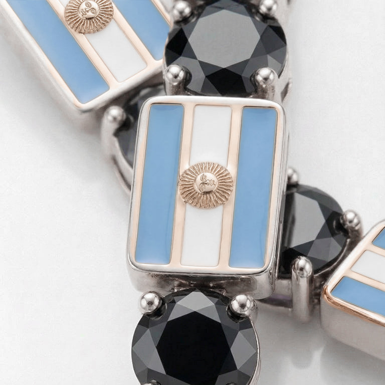 Black Diamond Tennis Bracelet with Argentina Flag no. 9