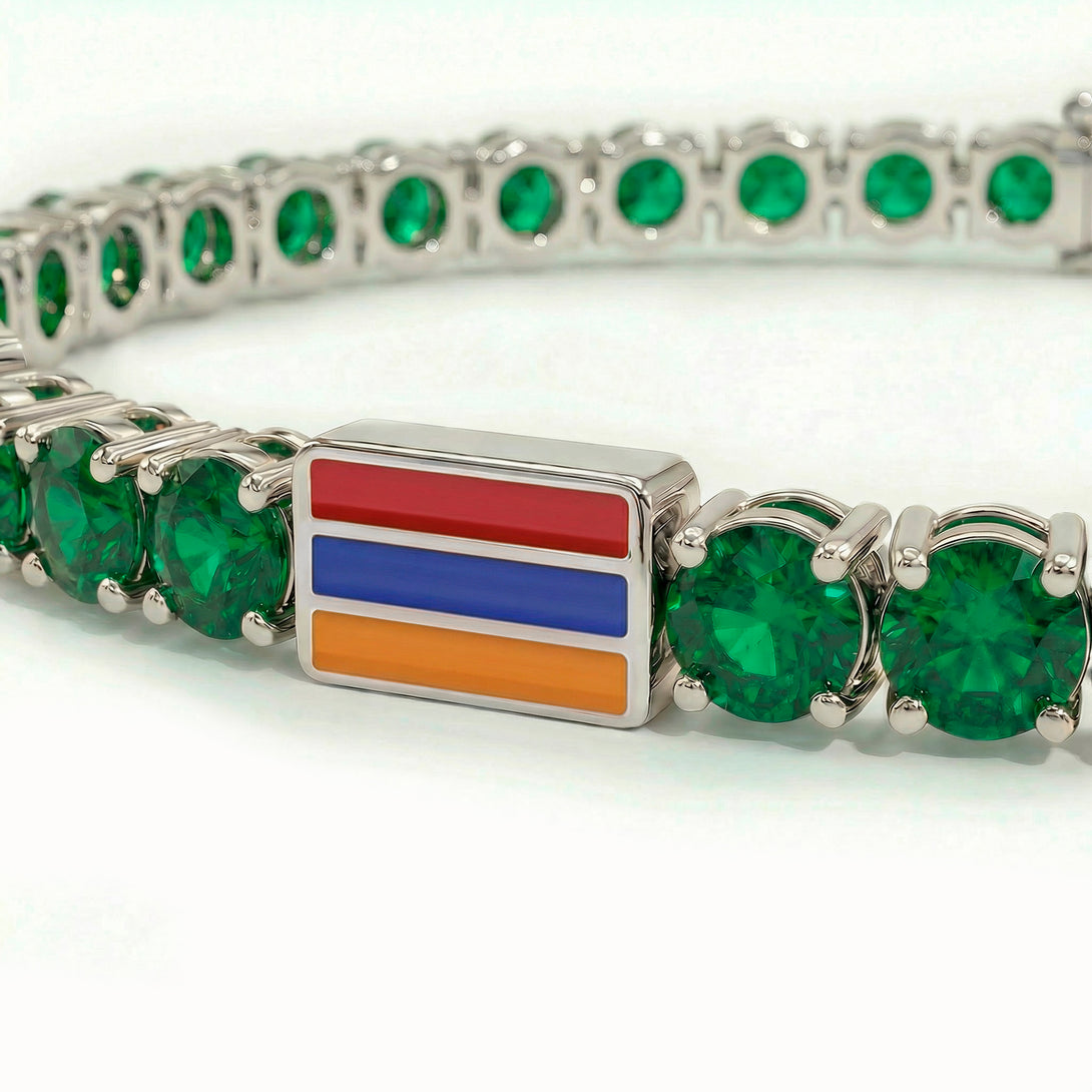 Emerald Tennis Bracelet with Armenia Flag no. 6