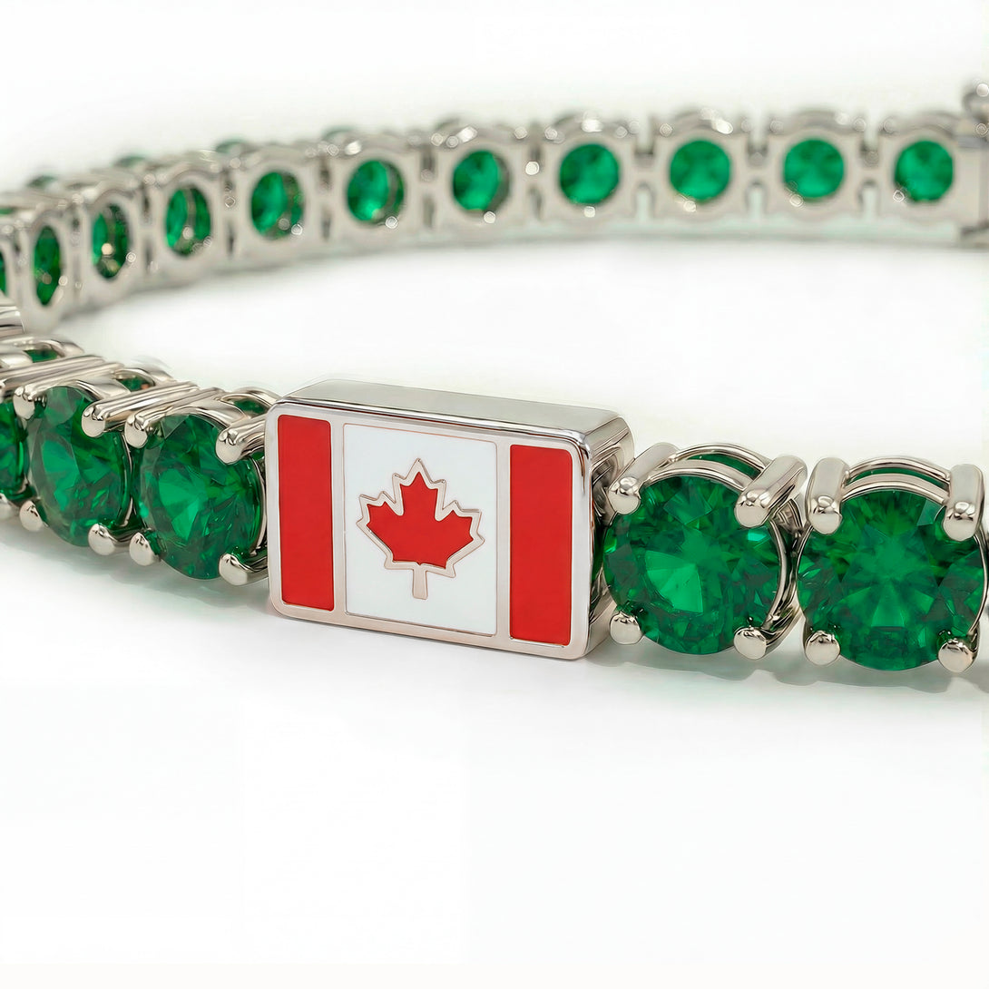 Emerald Tennis Bracelet with Canada Flag no. 6