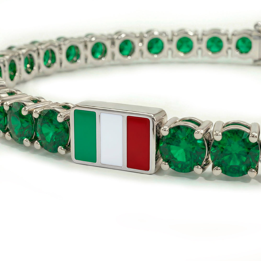 Emerald Tennis Bracelet with Italy Flag no. 6