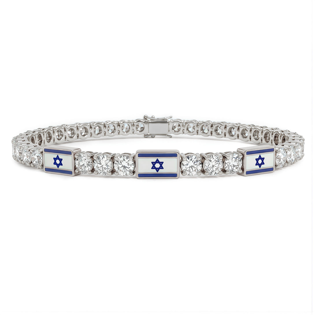 Diamond Tennis Bracelet with Israeli Flag no. 3