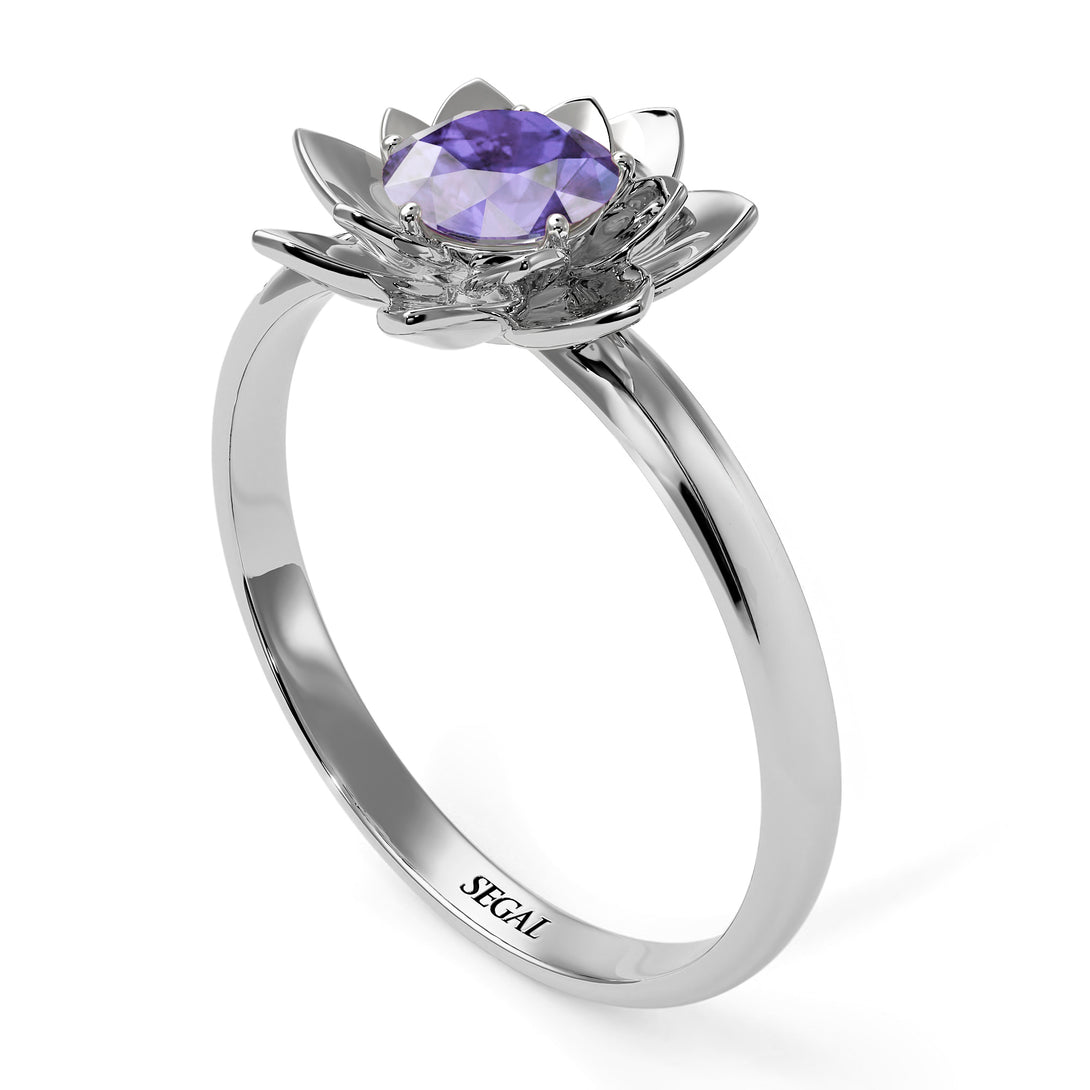 Lotus Flower Solitaire Tanzanite Ring - Lotus no. 203
