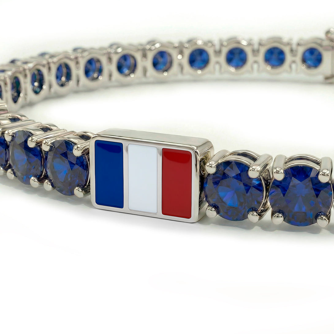 Sapphire Tennis Bracelet with France Flag no. 15