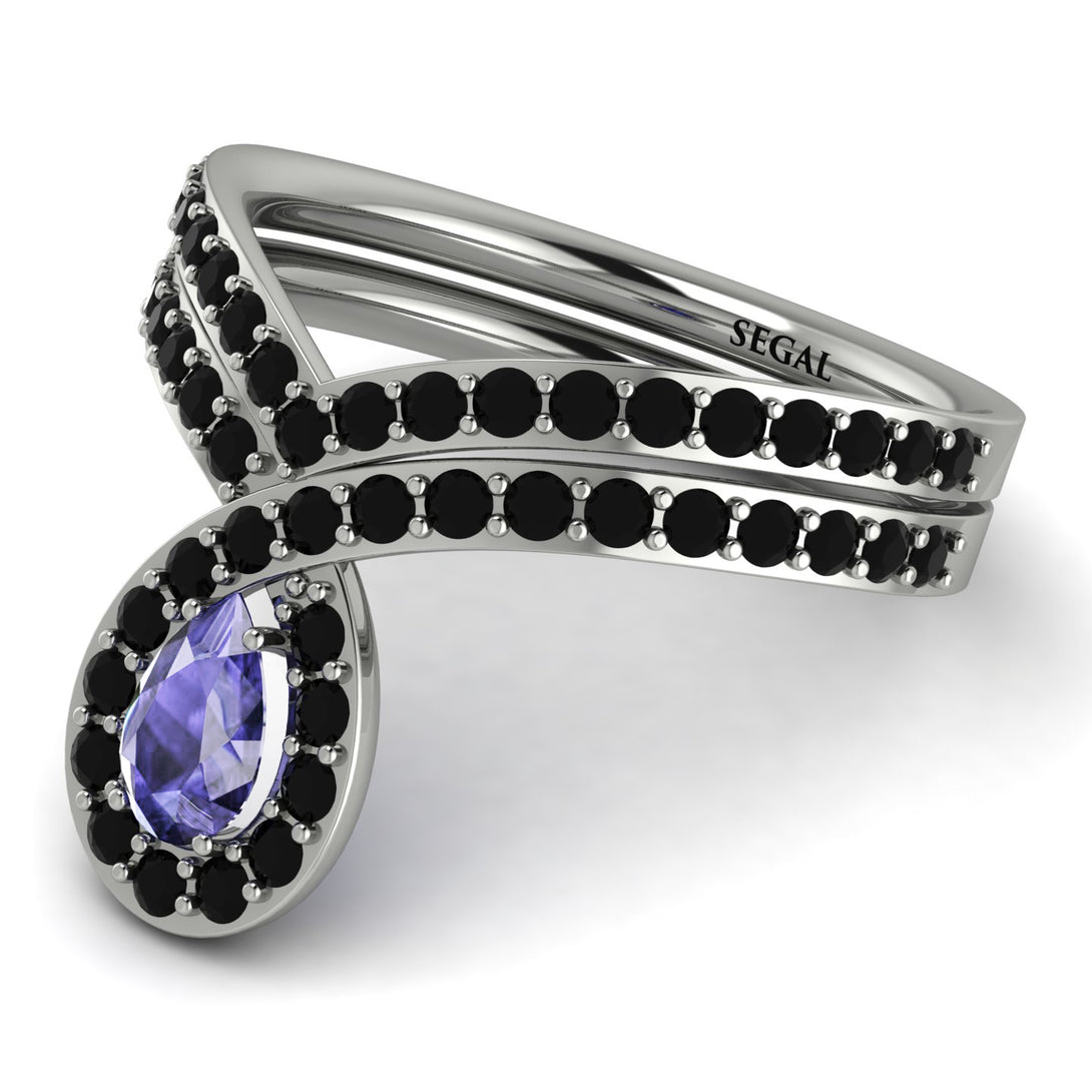 Tanzanite Pear Shape Stacking Bridal Set - Emilia No. 209