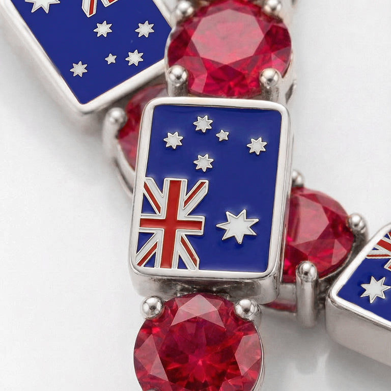 Ruby Tennis Bracelet with Australia Flag no. 12