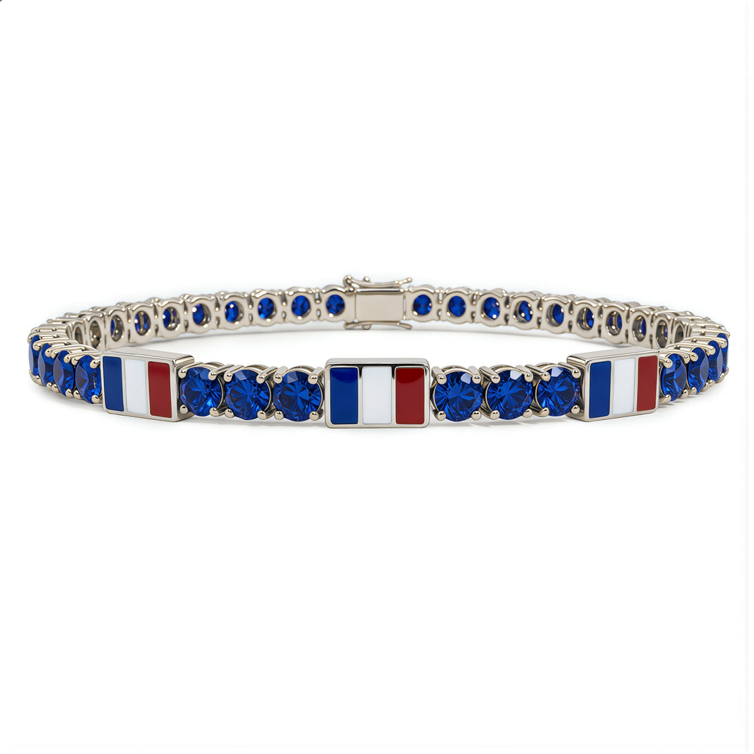 Sapphire Tennis Bracelet with France Flag no. 15