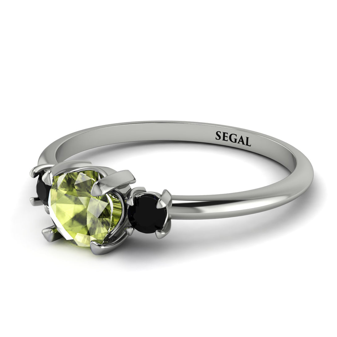 Classic Three Stone Peridot Engagement Ring - Valentina No. 709