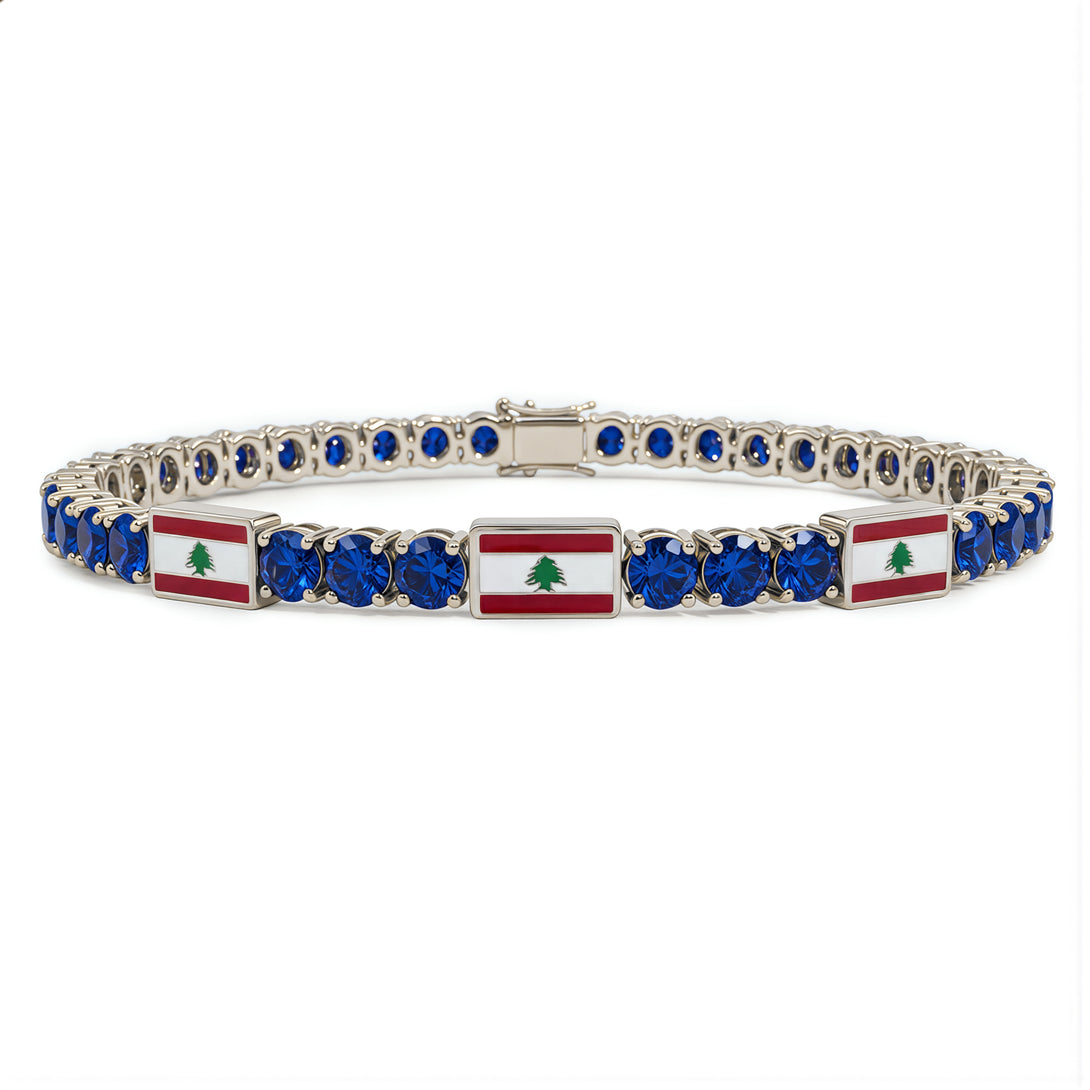 Sapphire Tennis Bracelet with Lebanon Flag no. 15