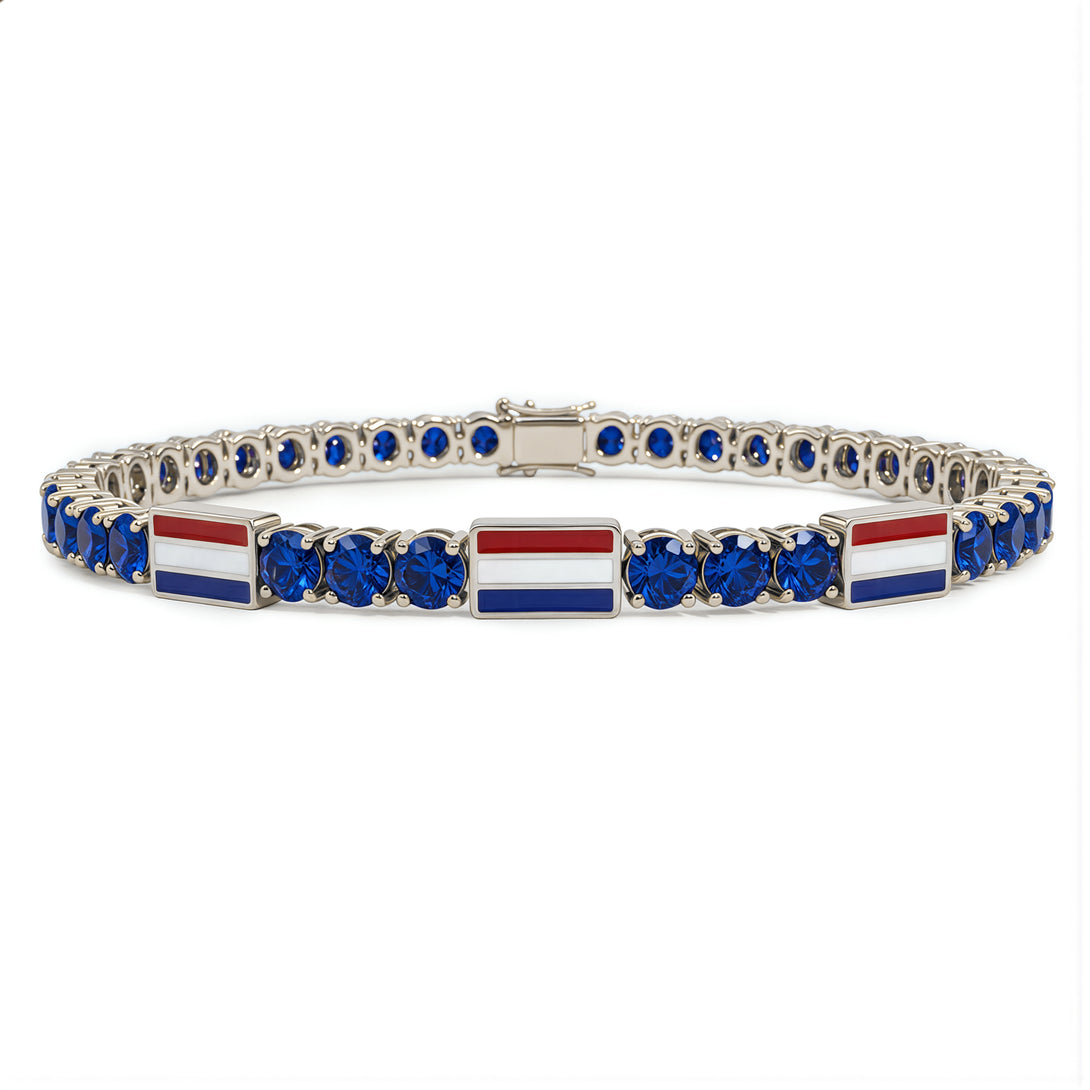 Sapphire Tennis Bracelet with Netherlands Flag no. 15