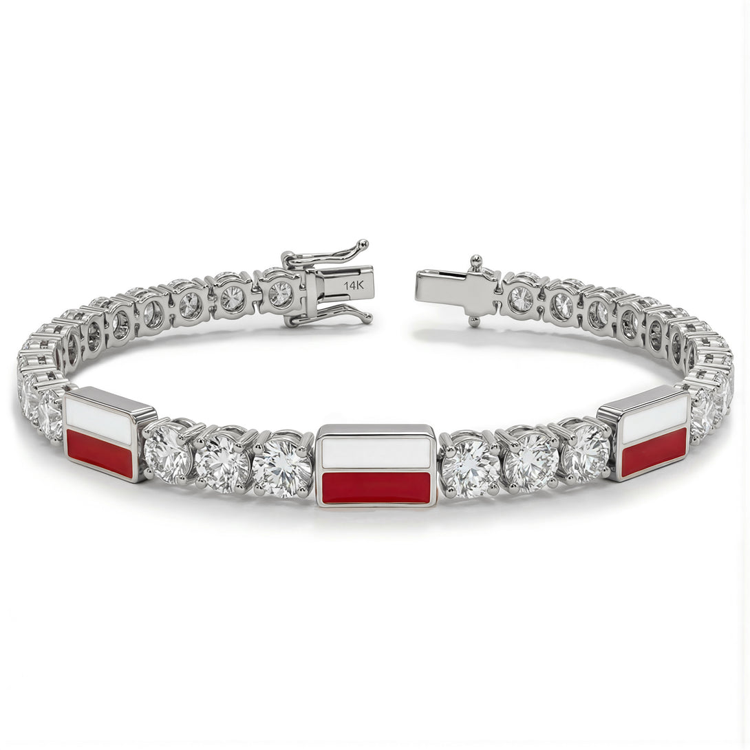 Diamond Tennis Bracelet with Poland Flag no. 3