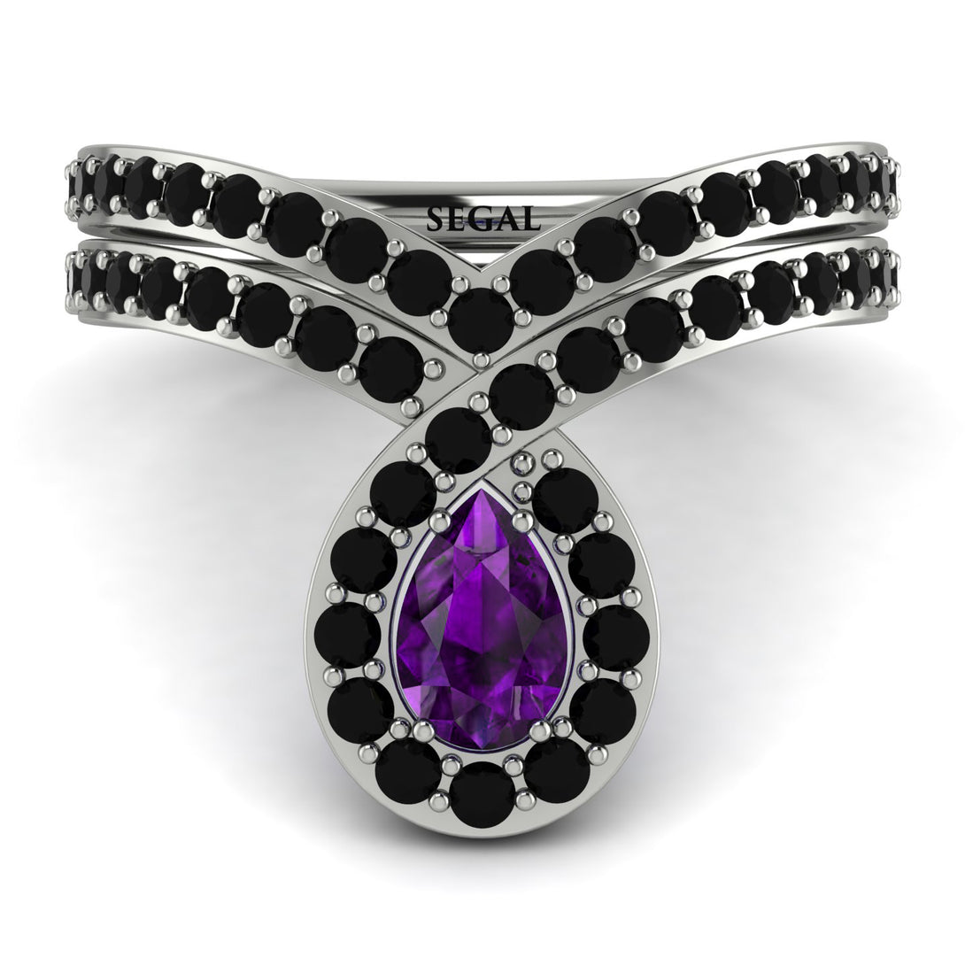 Amethyst Pear Shape Stacking Bridal Set - Emilia No. 309