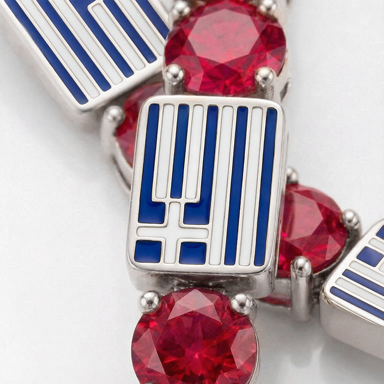 Ruby Tennis Bracelet with Greece Flag no. 12