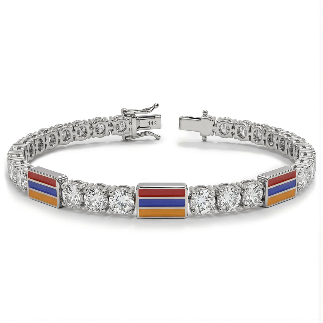Diamond Tennis Bracelet with Armenia Flag no. 3