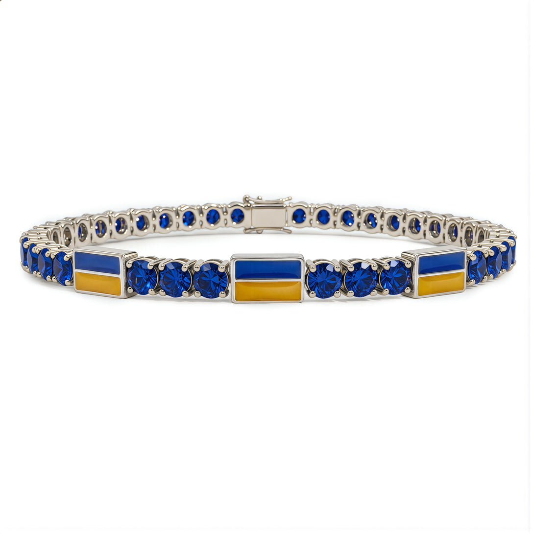 Sapphire Tennis Bracelet with Ukraine Flag no. 15
