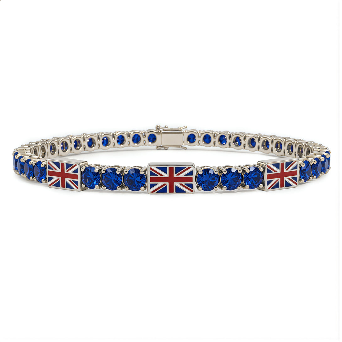 Sapphire Tennis Bracelet with United Kingdom Flag no. 15