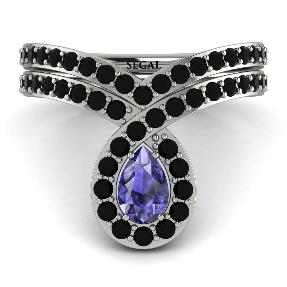 Tanzanite Pear Shape Stacking Bridal Set - Emilia No. 209