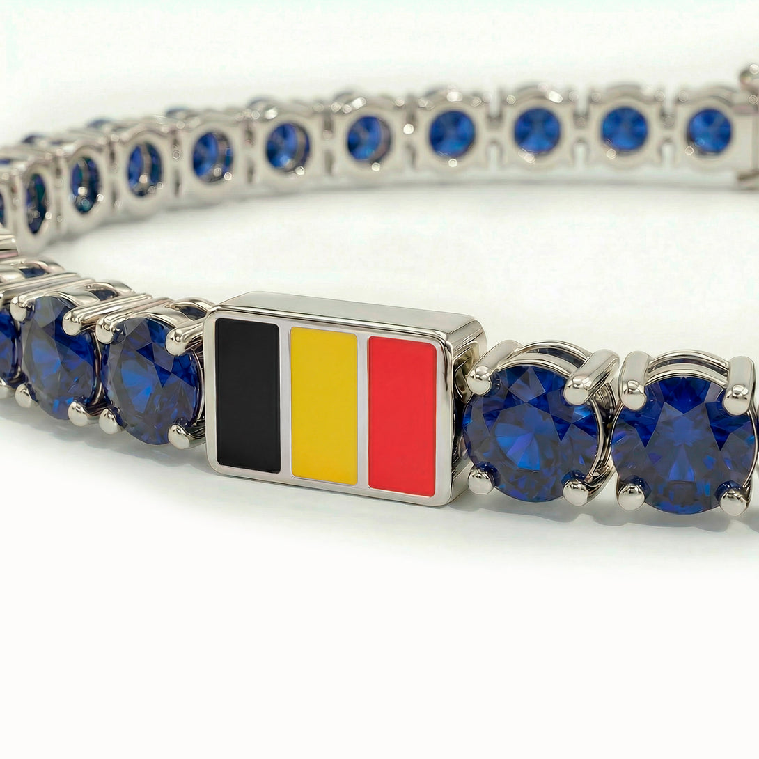 Sapphire Tennis Bracelet with Belgium Flag no. 15