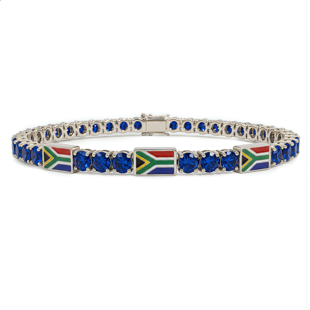 Sapphire Tennis Bracelet with South Africa Flag no. 15