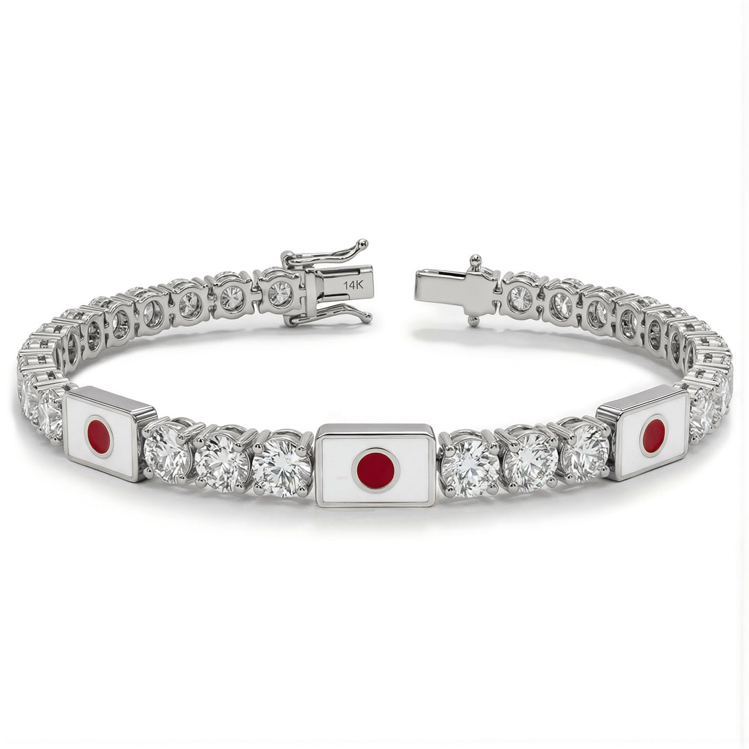 Diamond Tennis Bracelet with Japan Flag no. 3