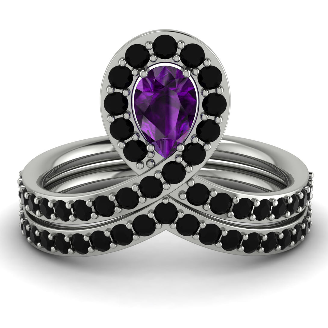 Amethyst Pear Shape Stacking Bridal Set - Emilia No. 309