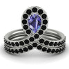 Tanzanite Pear Shape Stacking Bridal Set - Emilia No. 209