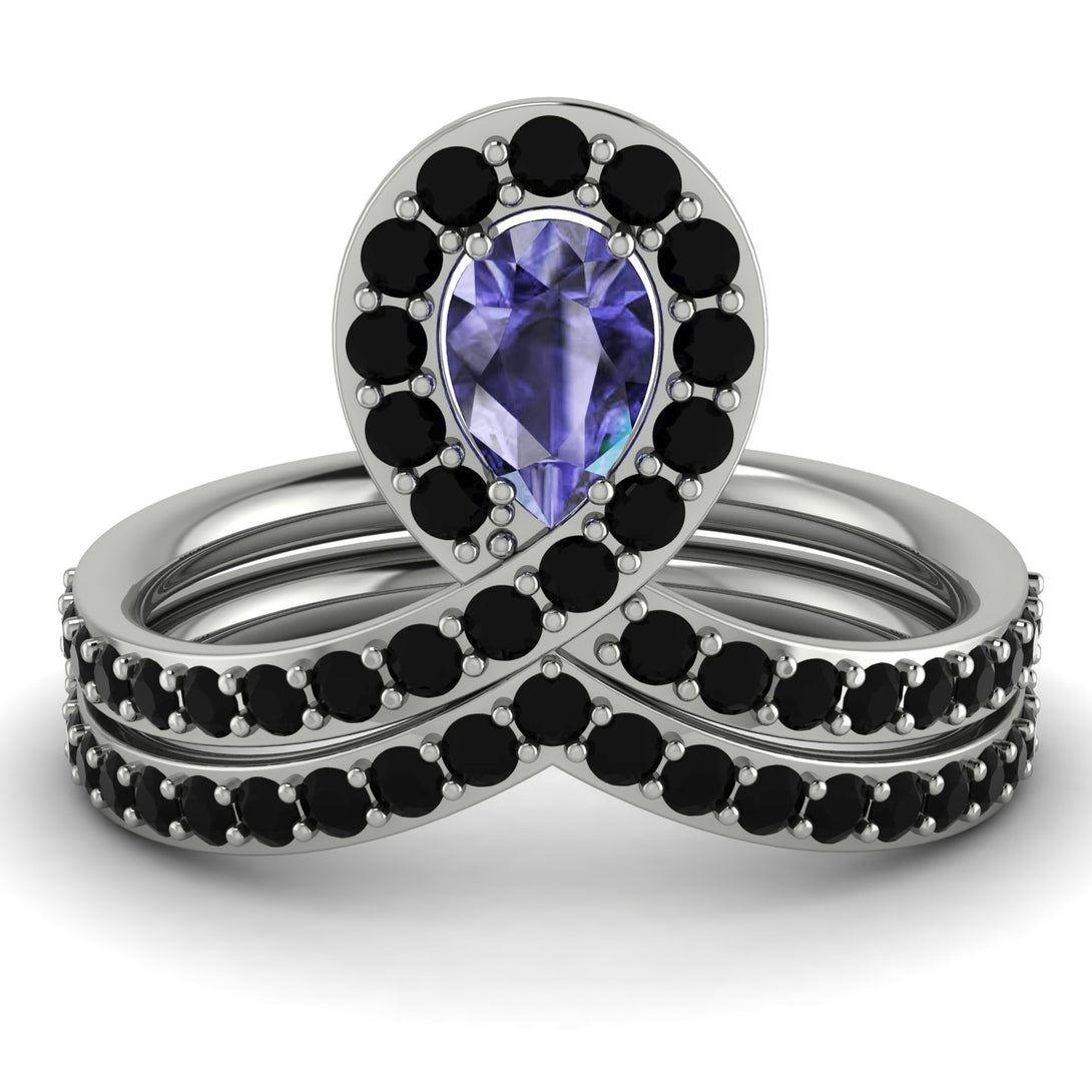 Tanzanite Pear Shape Stacking Bridal Set - Emilia No. 209