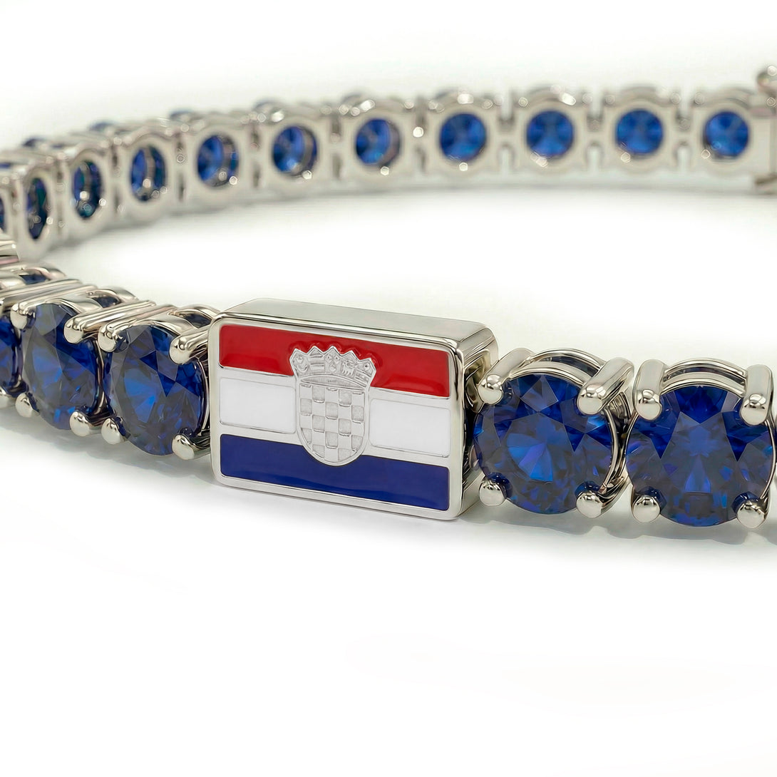 Sapphire Tennis Bracelet with Croatia Flag no. 15