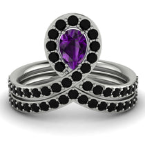Amethyst Pear Shape Stacking Bridal Set - Emilia No. 309 image 1
