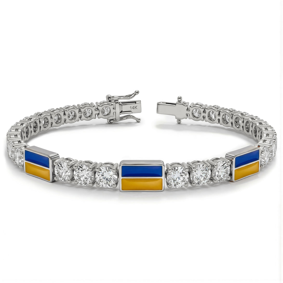 Diamond Tennis Bracelet with Ukraine Flag no. 3