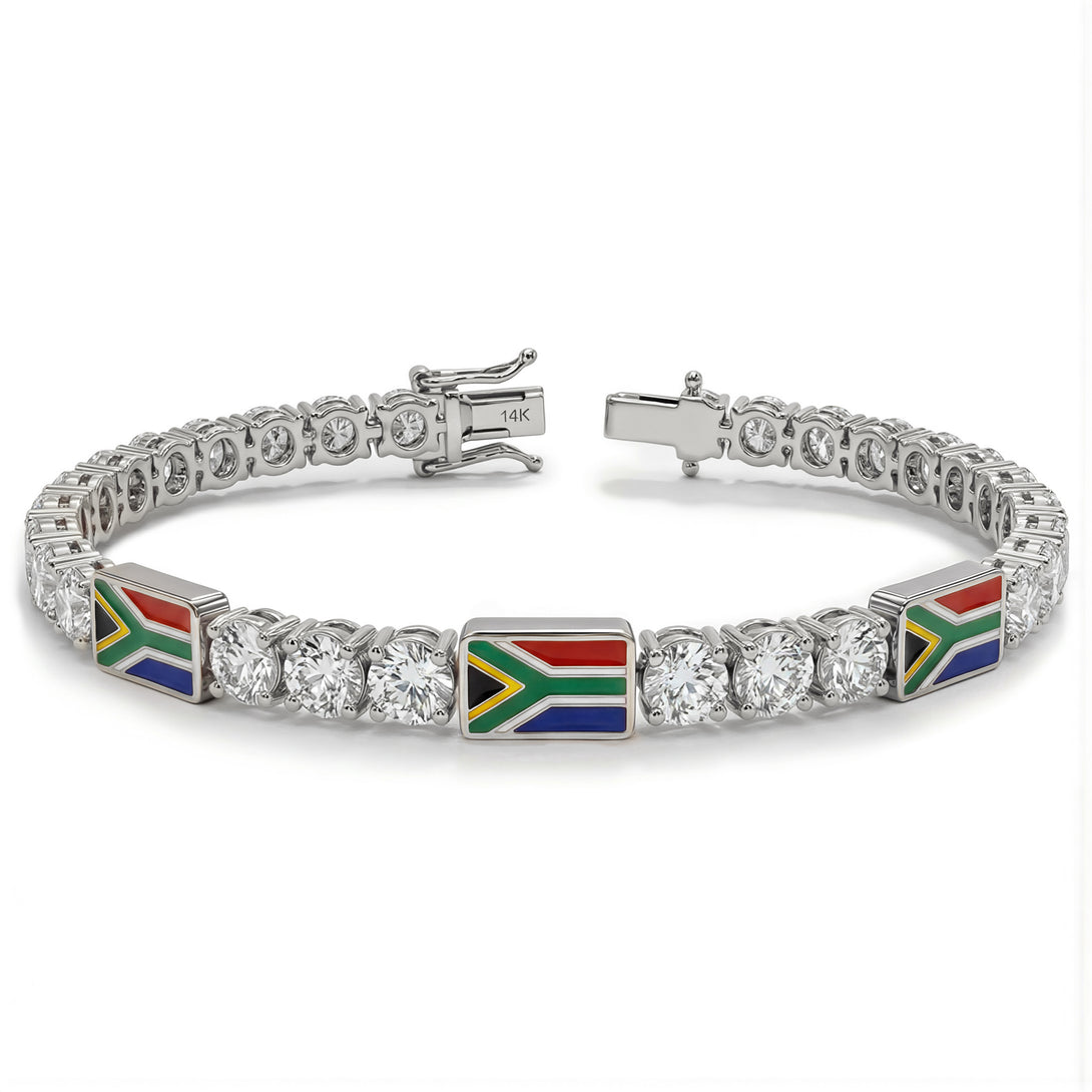Diamond Tennis Bracelet with South Africa Flag no. 3
