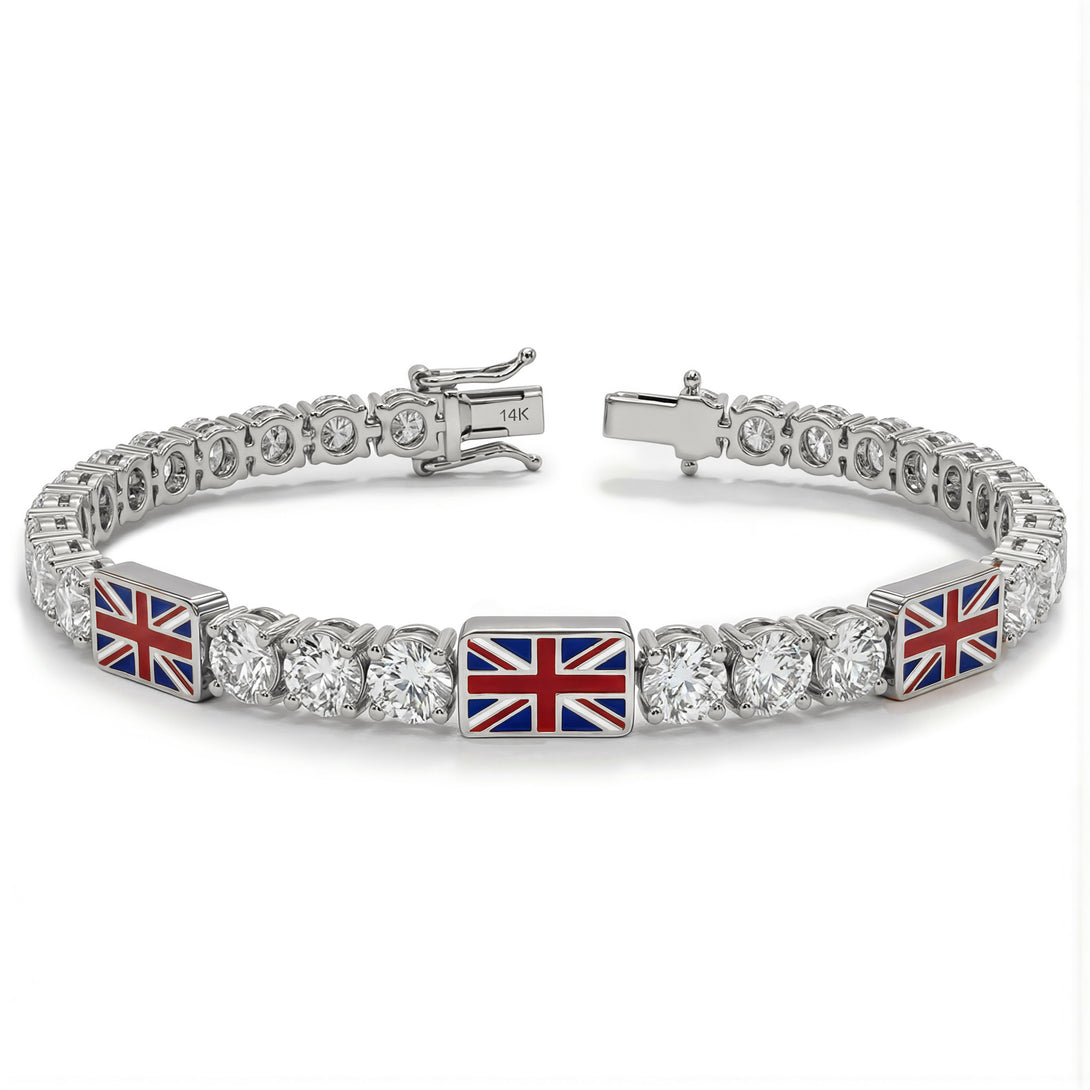 Diamond Tennis Bracelet with United Kingdom Flag no. 3