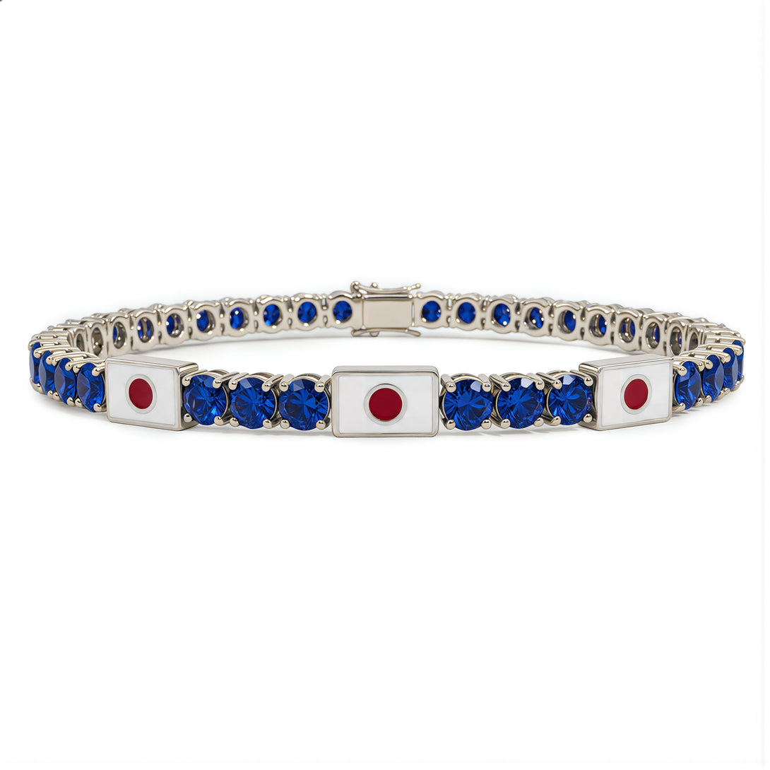 Sapphire Tennis Bracelet with Japan Flag no. 15