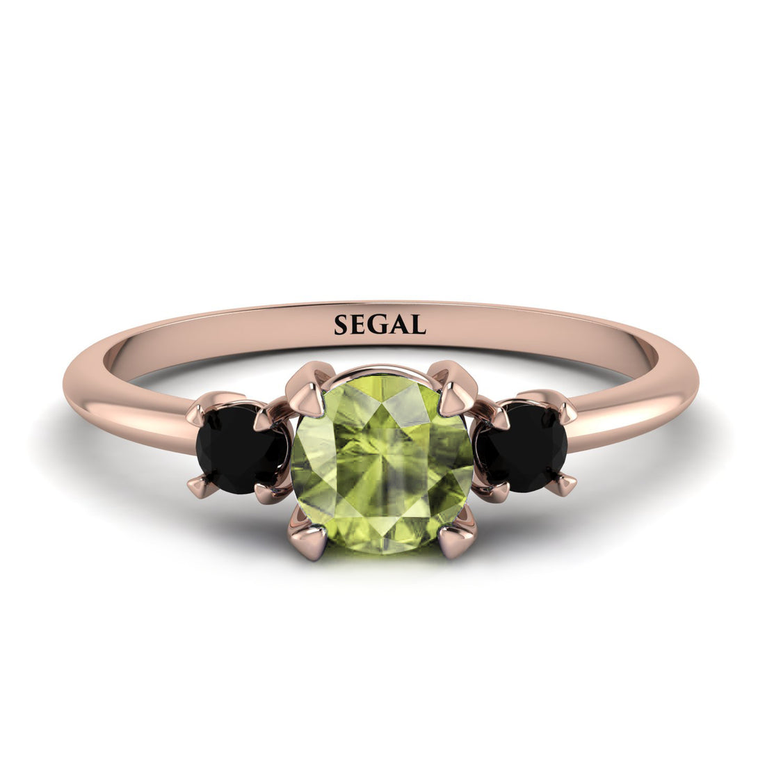 Classic Three Stone Peridot Engagement Ring - Valentina No. 708