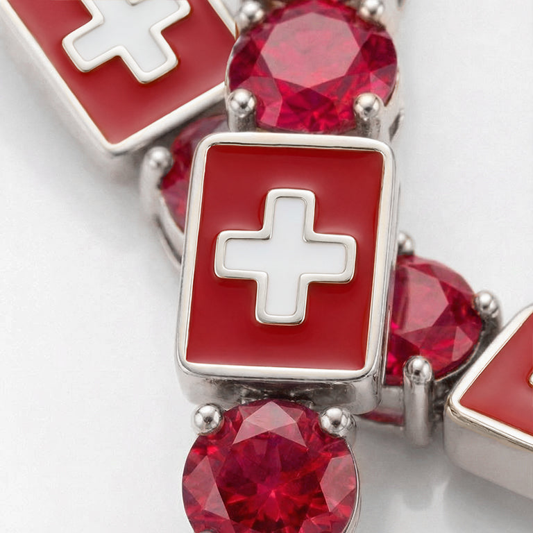 Ruby Tennis Bracelet with Switzerland Flag no. 12