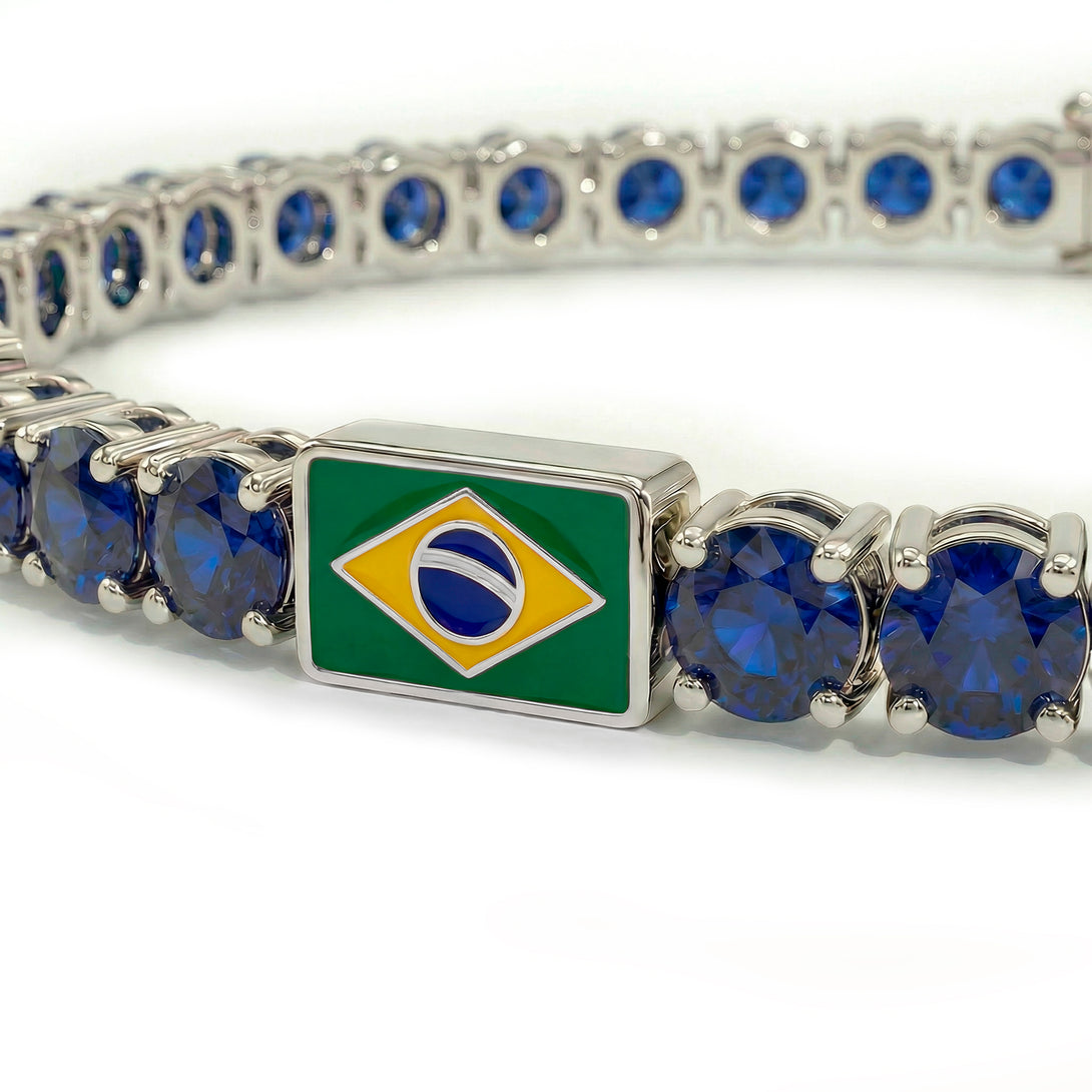 Sapphire Tennis Bracelet with Brazil Flag no. 15
