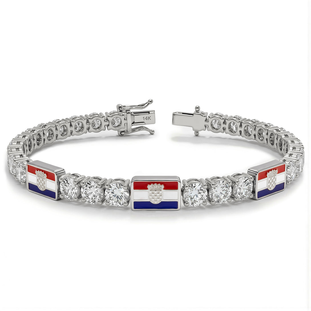 Diamond Tennis Bracelet with Croatia Flag no. 3
