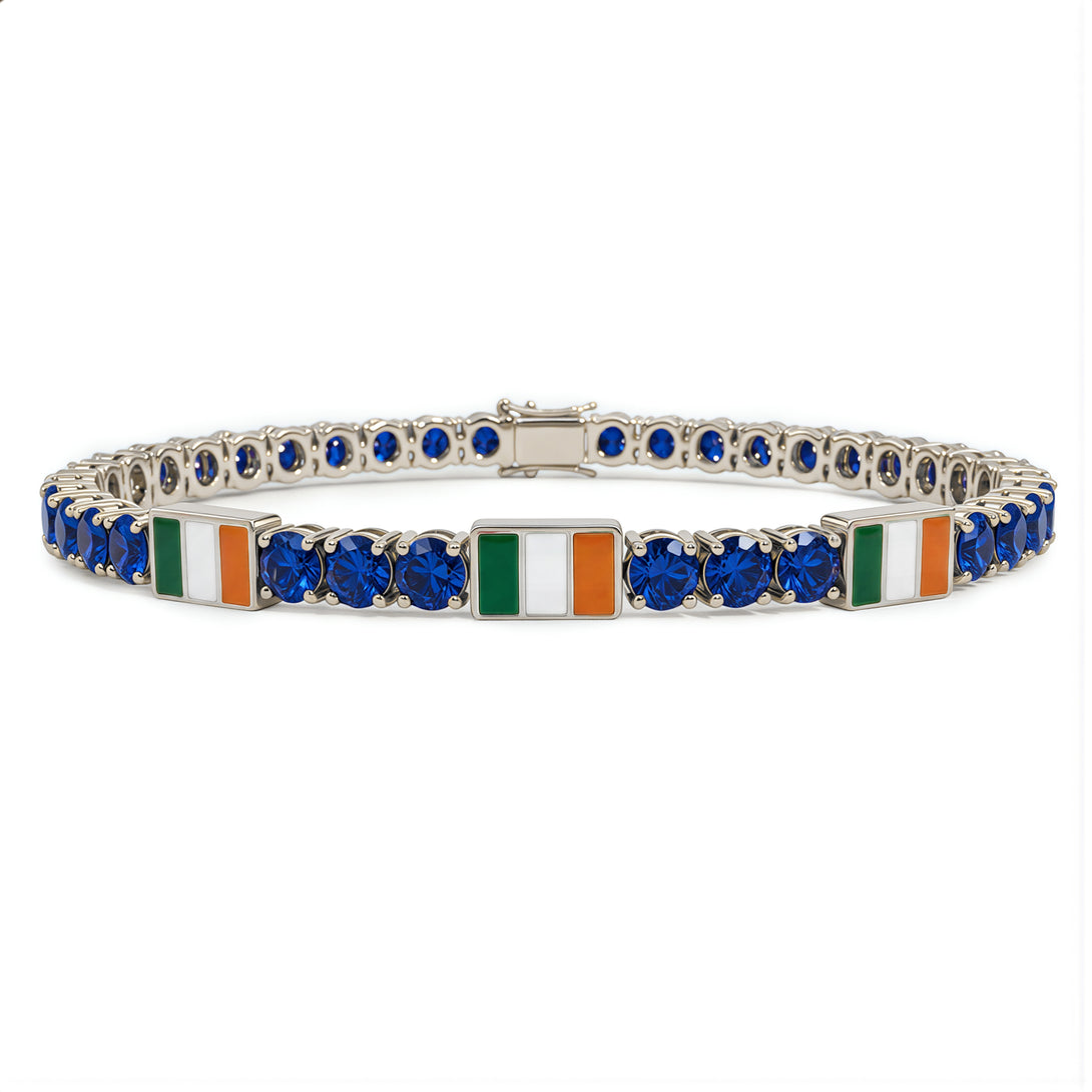 Sapphire Tennis Bracelet with Ireland Flag no. 15