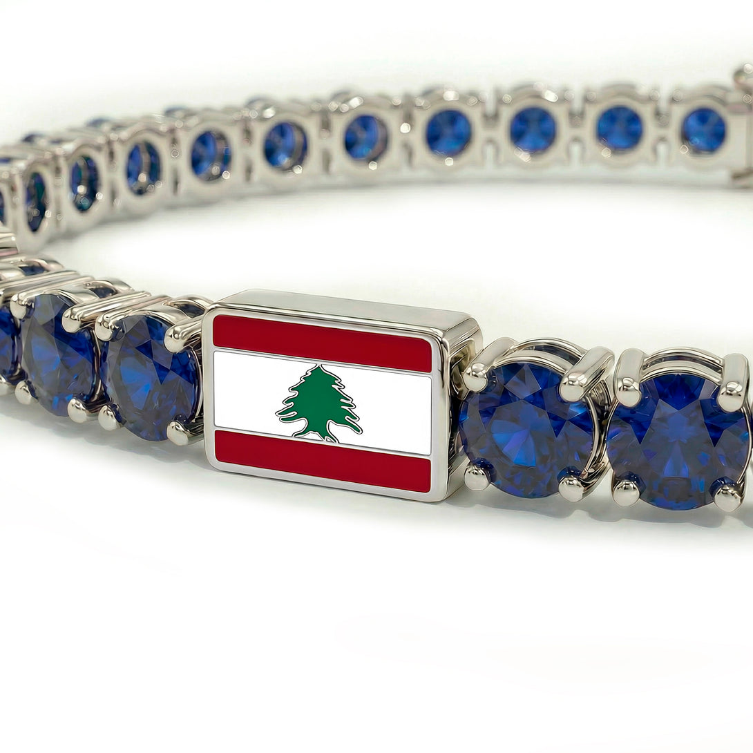 Sapphire Tennis Bracelet with Lebanon Flag no. 15