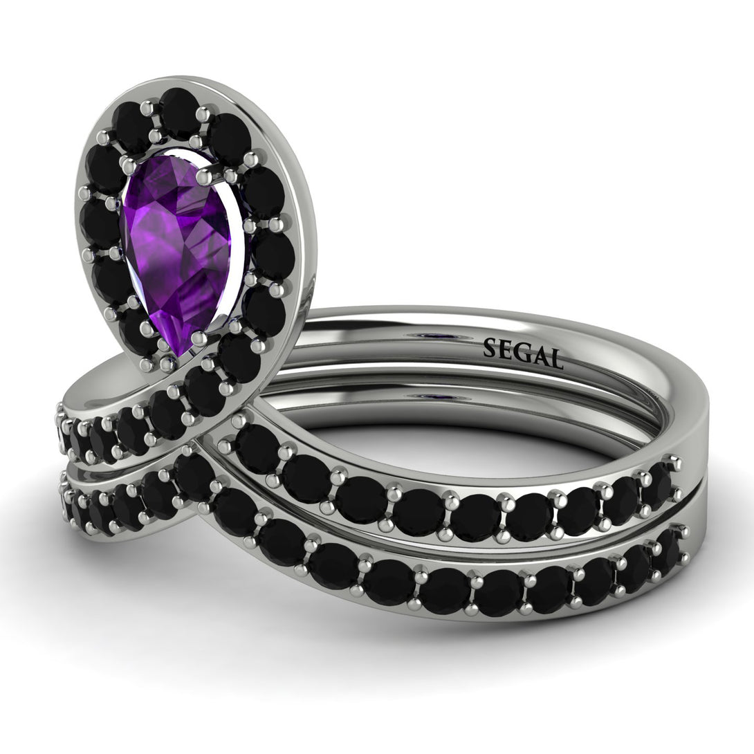 Amethyst Pear Shape Stacking Bridal Set - Emilia No. 309