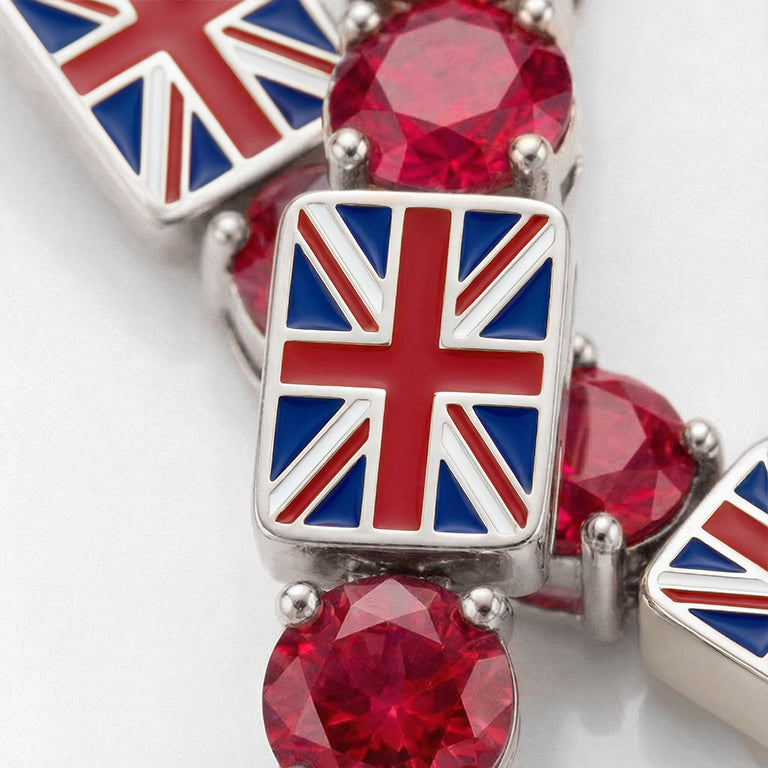 Ruby Tennis Bracelet with United Kingdom Flag no. 12