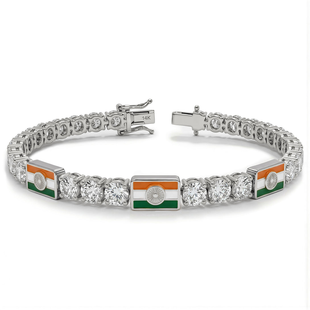 Diamond Tennis Bracelet with India Flag no. 3