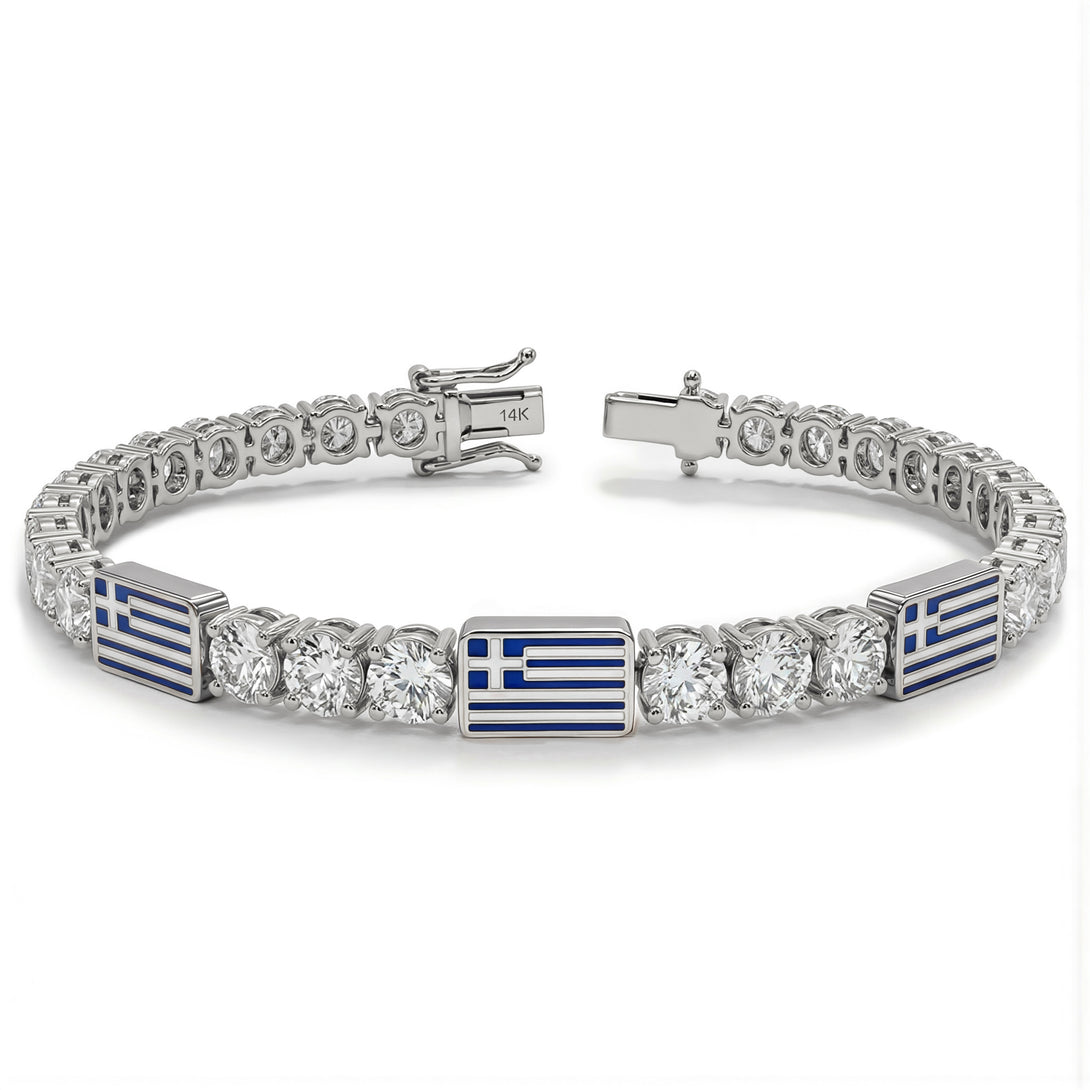 Diamond Tennis Bracelet with Greece Flag no. 3