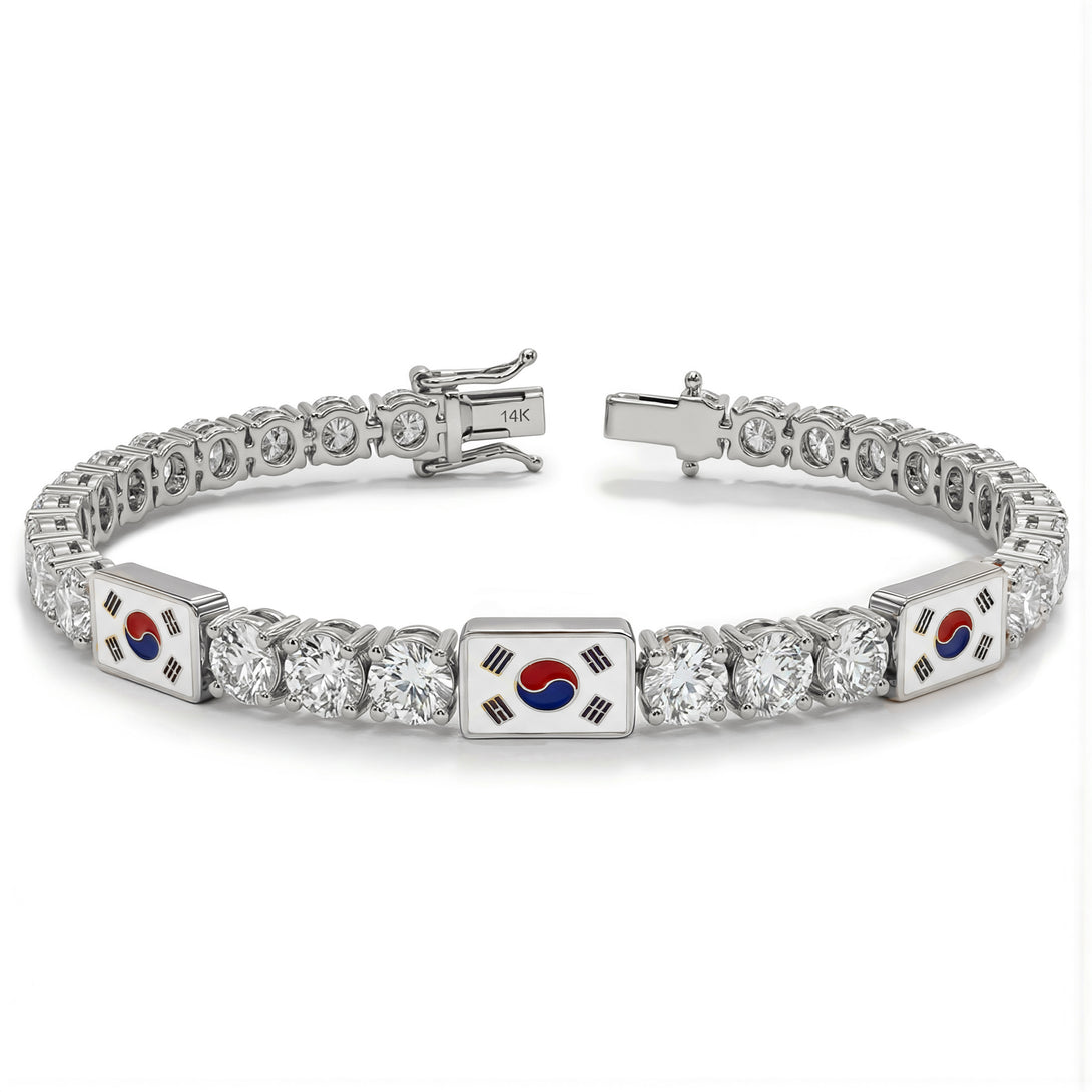 Diamond Tennis Bracelet with South Korea Flag no. 3