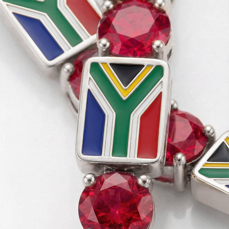 Ruby Tennis Bracelet with South Africa Flag no. 12