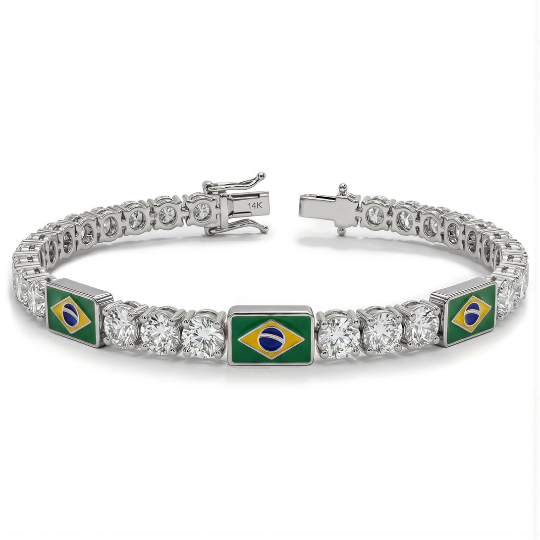Diamond Tennis Bracelet with Brazil Flag no. 3