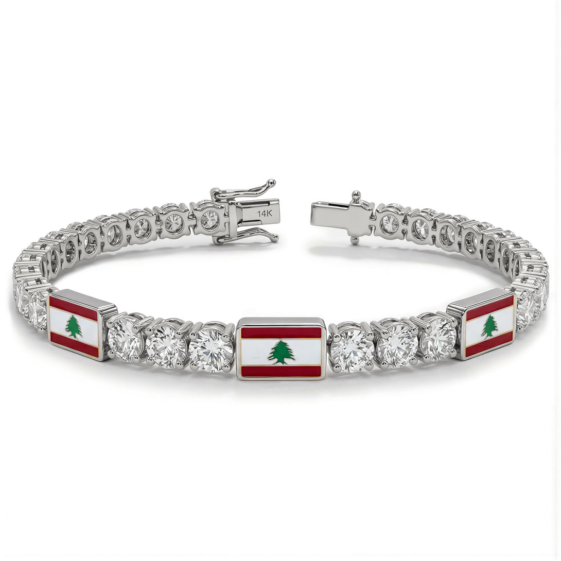 Diamond Tennis Bracelet with Lebanon Flag no. 3