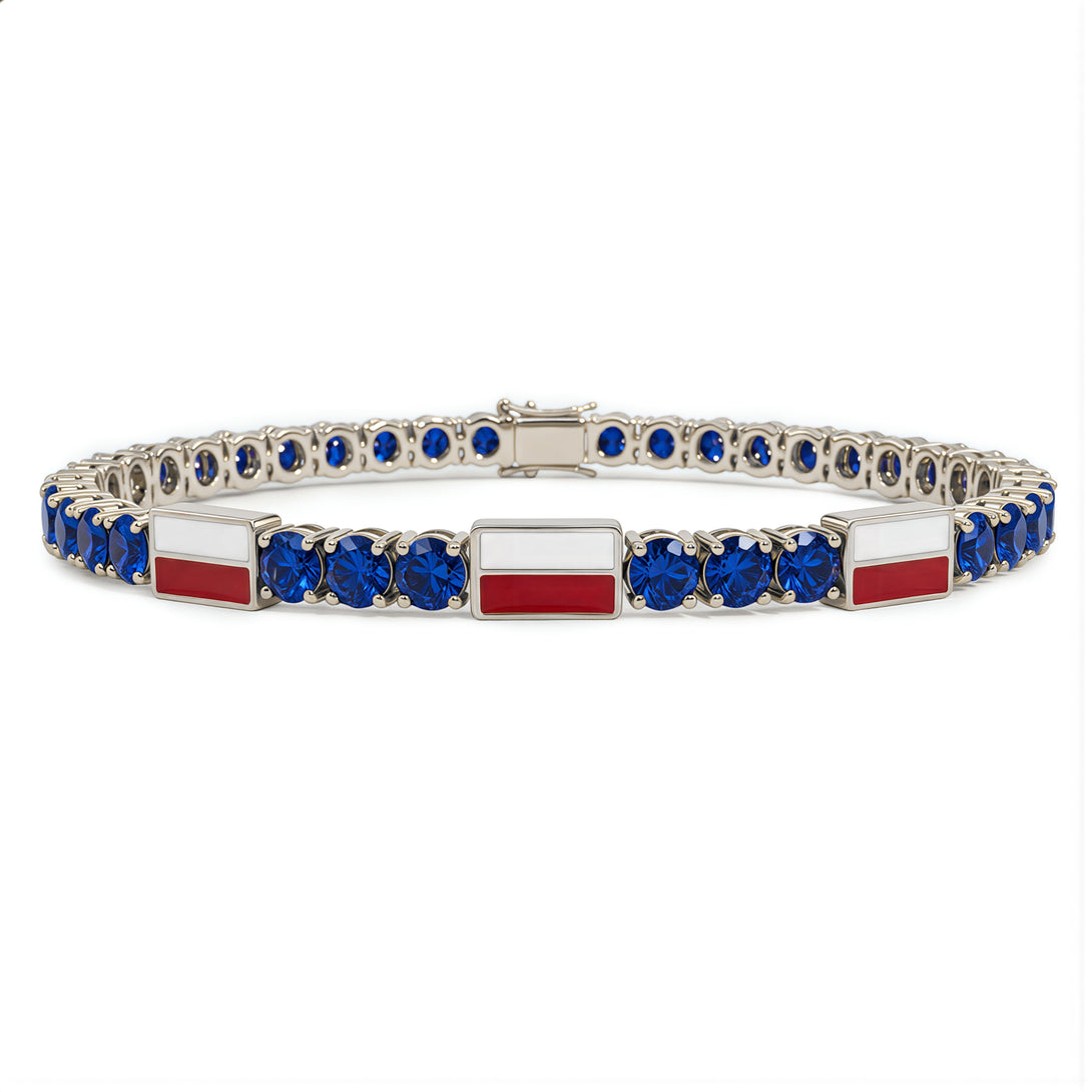Sapphire Tennis Bracelet with Poland Flag no. 15