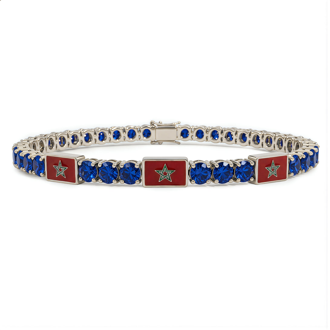 Sapphire Tennis Bracelet with Morocco Flag no. 15