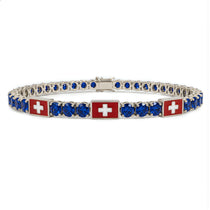 Sapphire Tennis Bracelet with Switzerland Flag no. 15 image 1