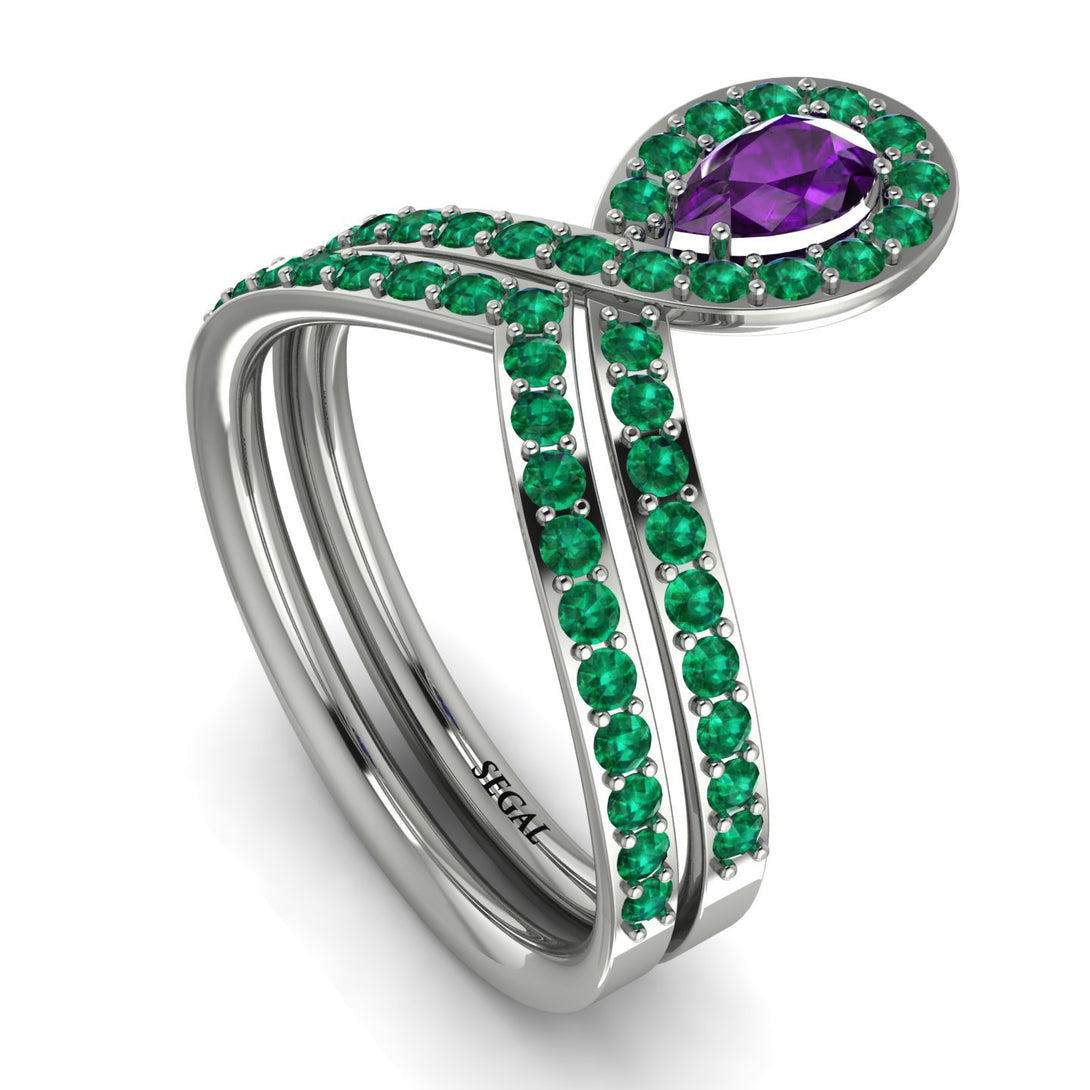 Amethyst Pear Shape Stacking Bridal Set - Emilia No. 306